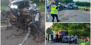 Doi tineri au murit într-un Audi cu volan pe dreapta, după ce au băut o sticlă de whisky