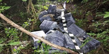 12 colete cu 10.000 pachete cu țigări abandonate de contrabandişti la graniţa cu Ucraina, în localitatea Piatra