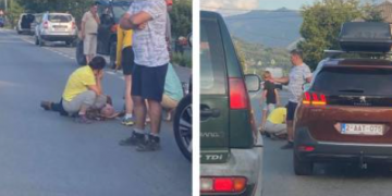 BORȘA: UN BĂRBAT AFLAT PE UN MOPED A CĂZUT PE ȘOSEA ÎN FATA UNEI MAȘINI