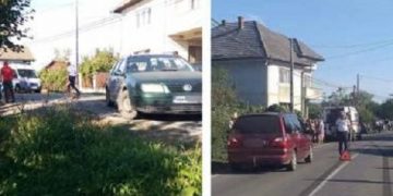 Accident rutier la Săcălăşeni. Două mașini s-au ciocnit, una dintre ele a accidentat o femeie care își plimba fetiţa cu tricicleta