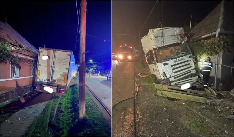 La un pas de tragedie. Două case puteau sări în aer, după ce un TIR a intrat în ele