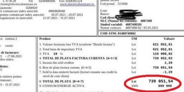 Încă o factură record la electricitate. Peste 739.000 lei la un apartament în care nu locuiește nimeni de 20 de ani