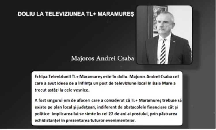 Doliu în presa din Maramureș. Csaba Majoros, proprietarul TL+, răpus de COVID-19