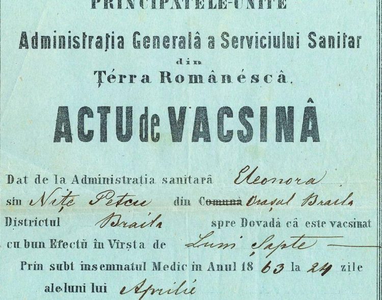 Cum arăta o adeverință de vaccinare emisă acum aproape 160 de ani: „Oamenii erau mult mai responsabili față de comunitate”