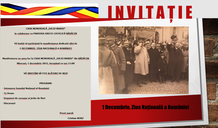 Porţi deschise la Casa Memorială „Iuliu Maniu” de la Bădăcin de 1 Decembrie