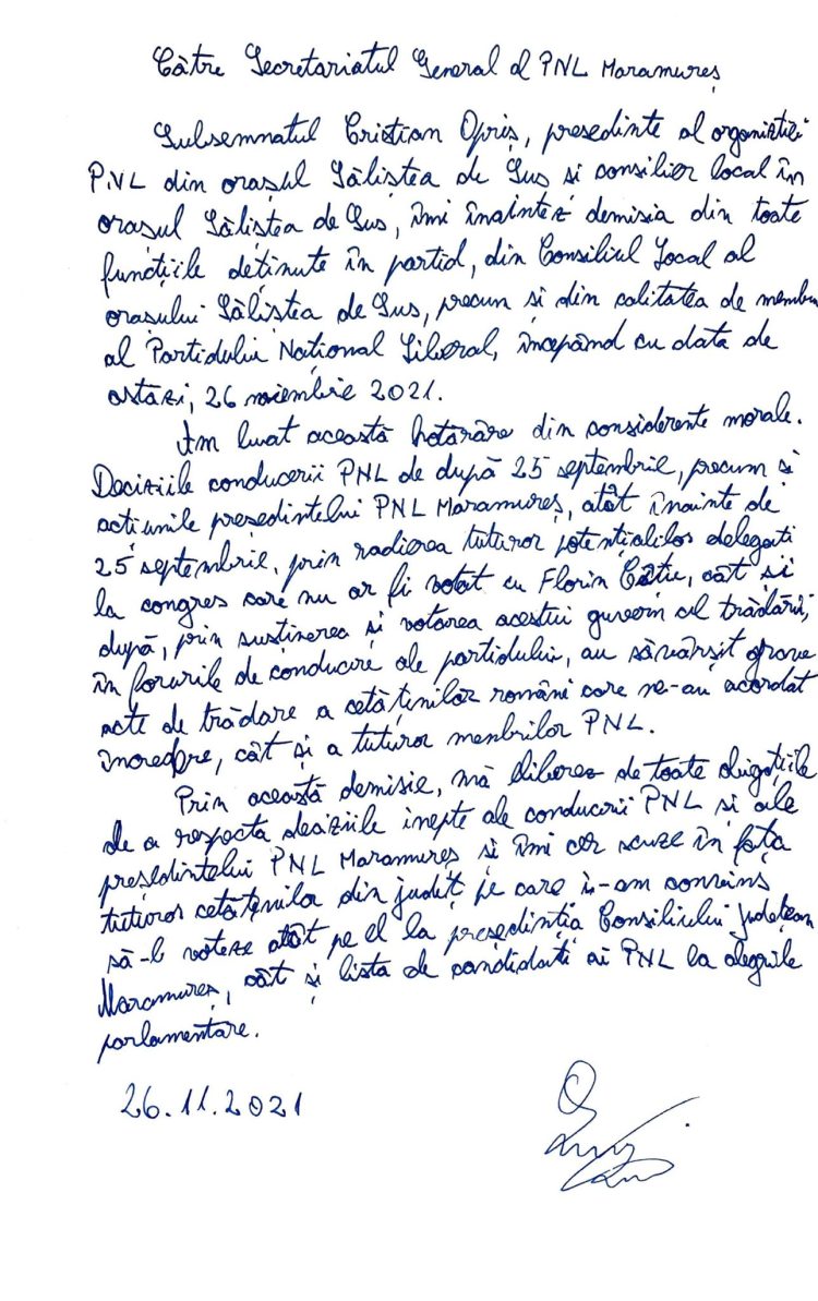 Organizația PNL Săliştea de Sus a fost dizolvată