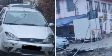 S-a izbit cu maşina de un indicator rutier de la Hideaga