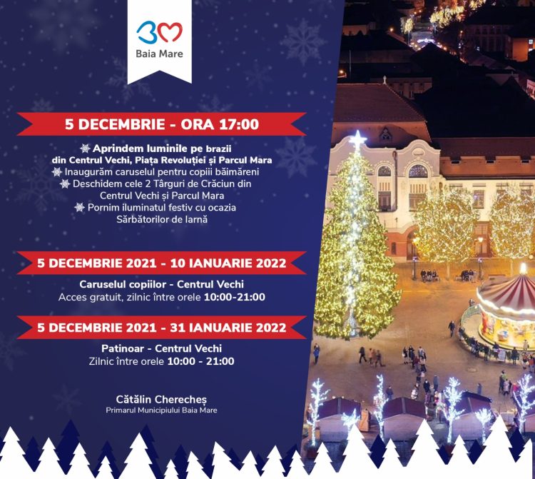 Petrecere mare în Baia Mare. Târgul de Crăciun a fost deschis