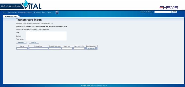 Anunţ SC Vital SA: Transmiteți autocitirea contorului până la data de 20/25 a fiecărei luni!