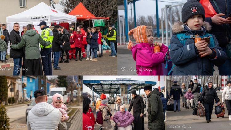 Imaginile suferinței poporului ucrainean. Mii de femei, bătrâni și copii așteaptă în frig ca să ajungă în România