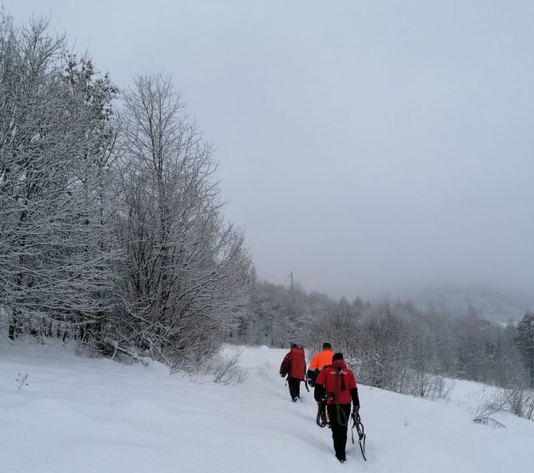 Bătrân bolnav, coborât de salvamontiştii montani din zona Vişeu de Jos – foto