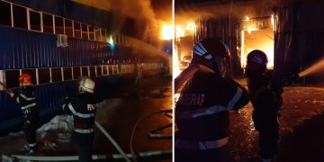 Imagini de la incendiul uriaş de la fabrica Taparo. Hala de 12.000 mp a fost făcută scrum – foto, video
