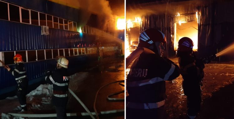 Imagini de la incendiul uriaş de la fabrica Taparo. Hala de 12.000 mp a fost făcută scrum – foto, video