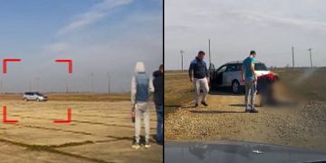 Momentul în care un tânăr de 17 ani, fără permis, loveşte 2 copii în plin la o cursă ilegală din Siliştea Gumeşti. VIDEO