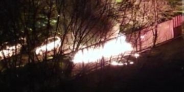 Mai multe pubele incendiate pe Aleea Neptun. Focul a distrus și trei autoturisme