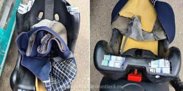 Ţigări de contrabandă, ascunse în scaunul auto pentru copil