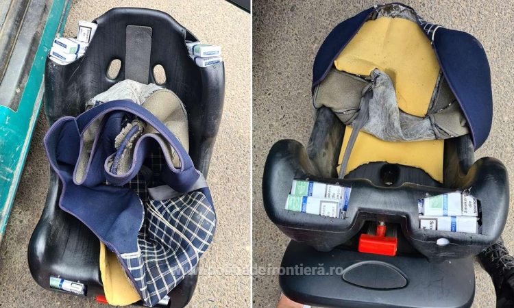 Ţigări de contrabandă, ascunse în scaunul auto pentru copil