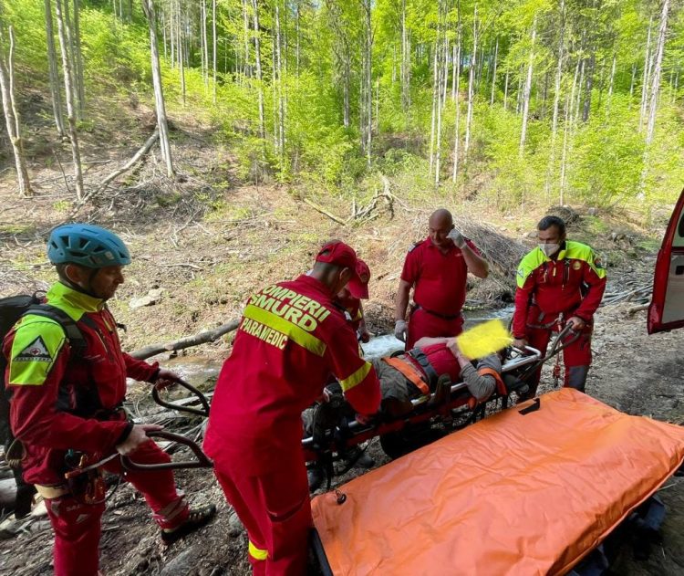 Tânăr rănit grav în timp ce lucra într-o pădure din zona Izvoare. Au intervenit salvatorii montani