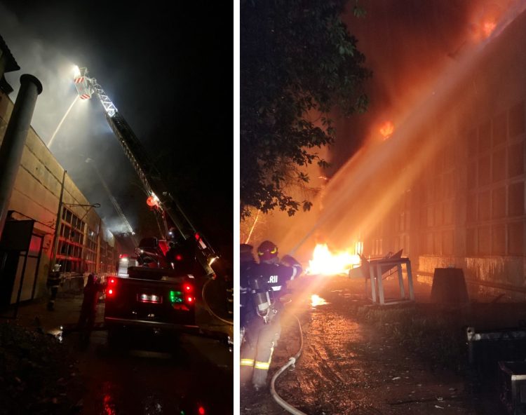 Consecinţele incendiului de la fabrica de şuruburi de la Sighetu Marmaţiei. Au ars circa 2000 mp din acoperișul halei – foto