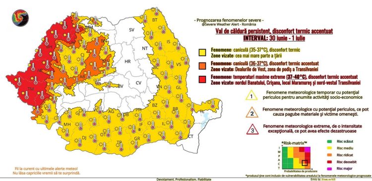🟥 COD ROȘU de CANICULĂ: Temperaturile vor ajunge până la 40 de grade