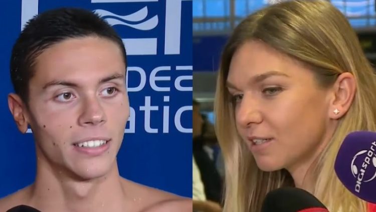 Simona Halep și David Popovici, schimb de mesaje de la distanță