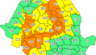 AVERTIZARE METEOROLOGICĂ : COD GALBEN