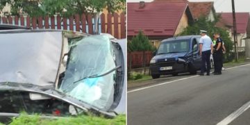 Accident la Ilba. O maşină a ajuns în şanţ – foto