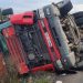 Accident rutier. Un camion s-a răsturnat la Rodina