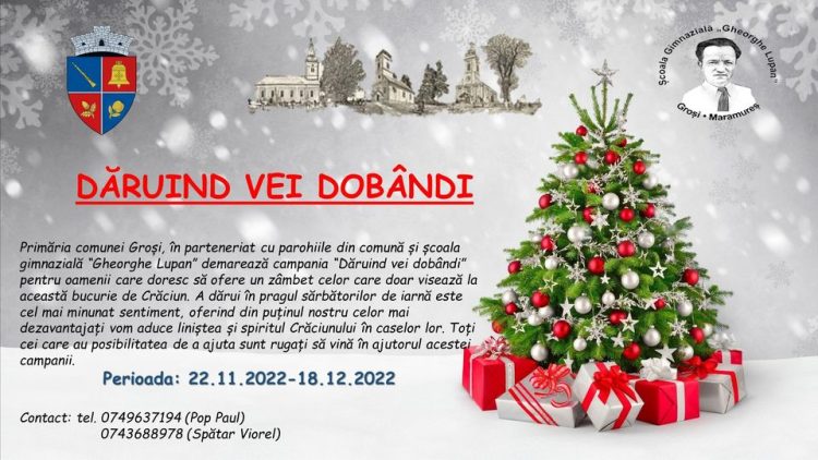 „Dăruind vei dobândi”, campanie pentru ajutorarea persoanelor dezavantajate din Groşi