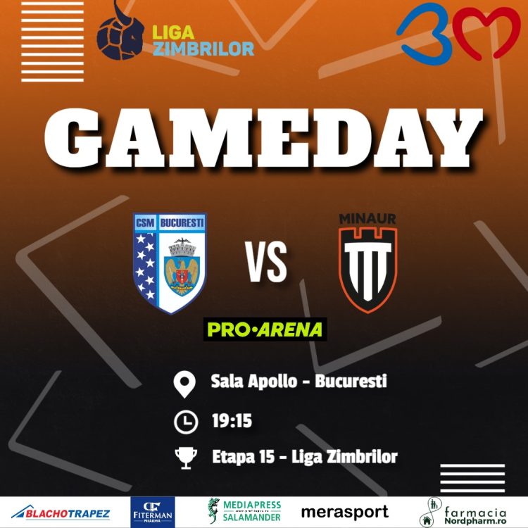 CSM București – Minaur Baia Mare, LIVE de la ora 19:15 pe PRO ARENA