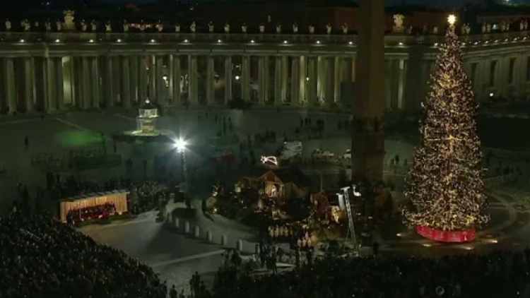 Momente speciale la Vatican. Credincioșii au asistat la aprinderea luminițelor în bradul de Crăciun