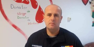 LECȚIE DE CIVISM: Un jandarm maramureșean a donat astăzi sânge a 100-a oară