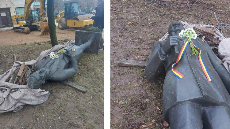 PROTEST: Instituțiile de cultură din Cluj se mobilizează după ce statuia lui Maniu a fost dată jos cu excavatorul