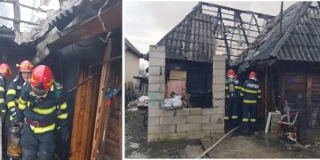 A luat foc o casă în Vadu Izei. Un bărbat de 50 de ani cu arsuri şi intoxicat a ajuns la spital – foto