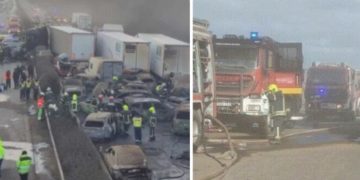 Cadavru găsit sub o maşină care a ars în cumplitul accident de pe autostrada M1 din Ungaria