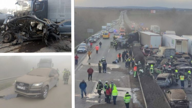 GALERIE FOTO cu accidentul care a îngrozit Europa. Peste 40 de TIR-uri și mașini s-au ciocnit în Ungaria
