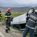 Accident la Câțcău: o mașină s-a răsturnat