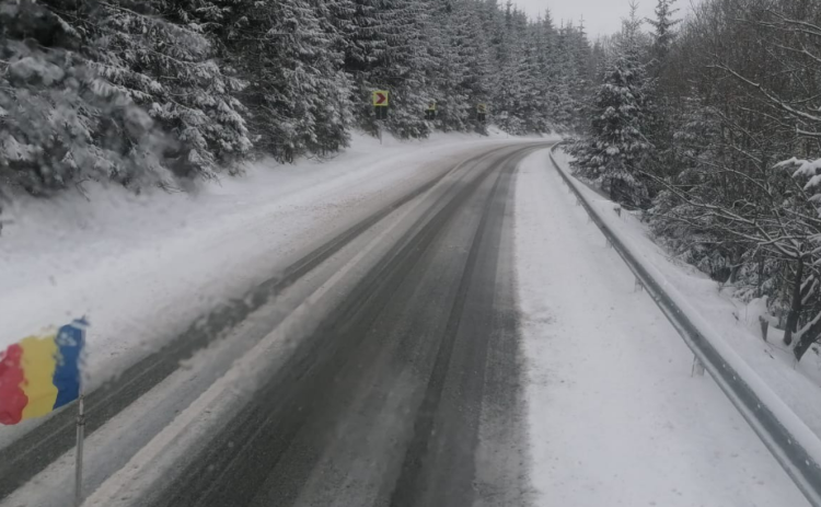 Probleme pe DN 18 B, în zona Pietriș. Accidente și sancțiuni pentru firma de deszăpezire! VIDEO