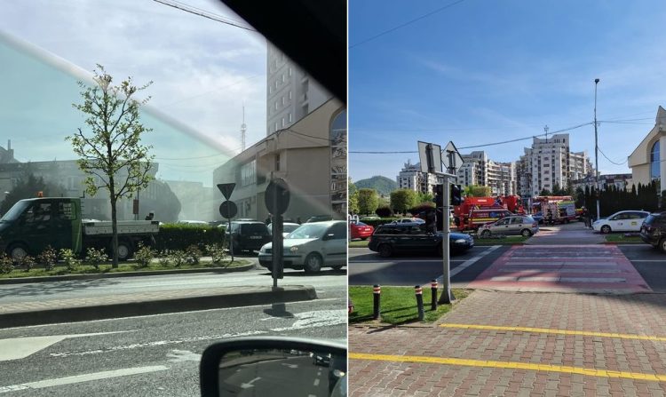 Incendiu în spatele Hotelului Mara. Intervin mai multe echipaje de pompieri
