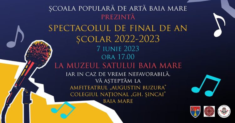 Spectacolul de final de an şcolar al Școlii Populare de Artă Baia Mare va avea loc la Muzeul Satului