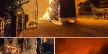 TIR în flăcări la Fărcaşa. Restricţii la consumul de apă, furnizarea curentului electric sistată – foto