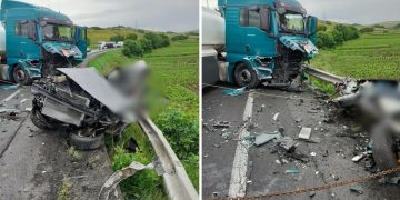 Accident grav pe DN1. Doi tineri au murit pe loc după ce au intrat cu mașina într-o cisternă