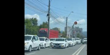 Taximetriștii protestează împotriva companiilor de ride sharing. VIDEO cu protestul din Baia Mare