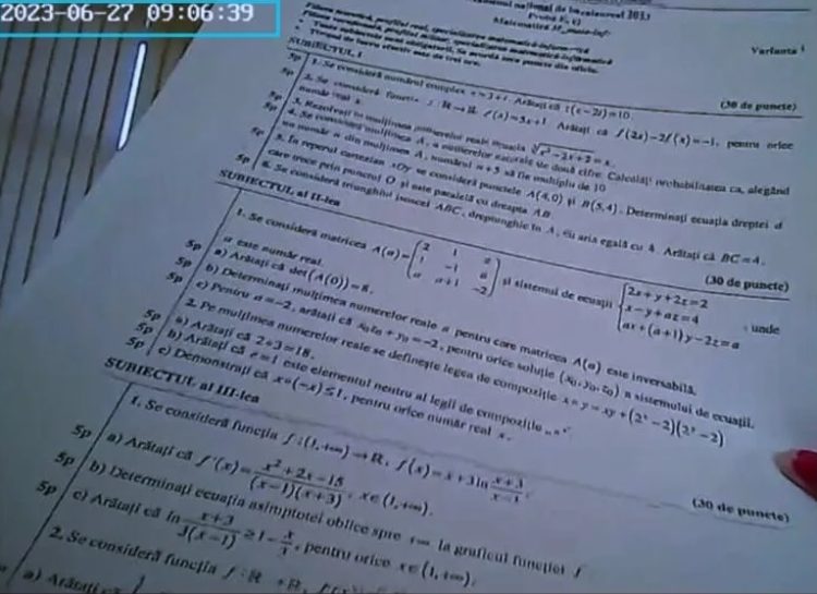 Scandal la Bac. Subiectele de la matematică au apărut în timp real în online, fotografii făcute cu camere ascunse
