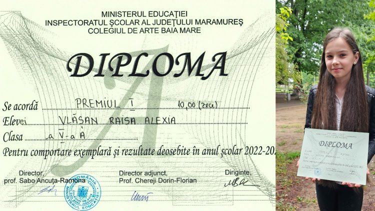 Raisa Vlășan, o elevă și o artistă de nota 10! Felicitări!