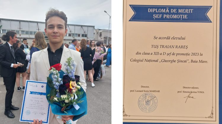 Traian Tuș, șef de promoție al Colegiul Național „Gheorghe Șincai”, cu media 10