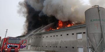 Incendiu la Seini. Acoperişul unei hale a luat foc