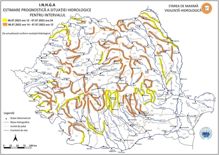 Hidrologii au prelungit avertizările. COD PORTOCALIU pe Vişeu, Iza şi Lăpuş