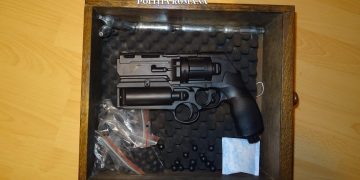 Arme şi muniţii găsite de poliţişti în urma unor percheziții domiciliare la Tăuții Măgherăuș