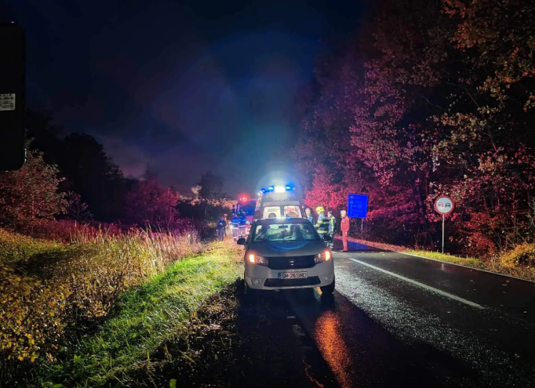 Un tânăr beat şi fără permis s-a răsturnat cu camioneta în şanț